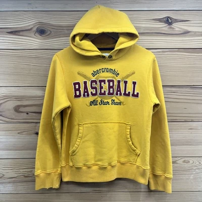 Sudadera con Capucha de Béisbol Abercrombie Niños Grande Amarilla Gruesa Envejecida B15 Foto 1 de 4