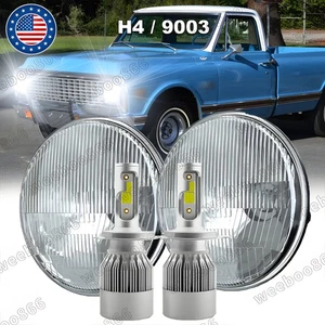 For 1967-1972 Chevy C10 7 inch LED Headlights Round DOT Approved Hi/Lo Lamp - Picture 1 of 11