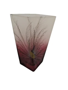 Nobile Rhapsody Frosted Cranberry Glass Vase Feather Design 24x17cm   B20  G883 - Picture 1 of 12
