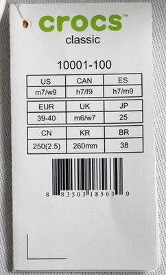 Crocs Classic Clogs Sandals MULTIPLE SIZES Unisex Adult White 10001-100 - Image 1 of 4