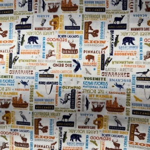 National Parks Yosemite Redwoods 129" x 34" Cotton Quilt Fabric America USA #74 - Picture 1 of 5