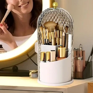 RONGZHIERK Makeup Brush Holder with Lid,Makeup Brush Storage Box with Diamond... - Picture 1 of 7