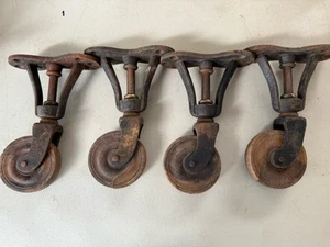 Cope's Castors Patent Set of 4 Cast and Wooden Castors Rare - Picture 1 of 8