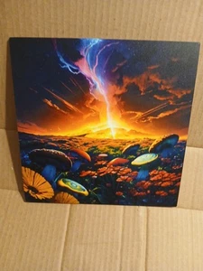R. Black Canvas Abstract Infinity 8x8 Canvas Neon On Metal Infinity - Picture 1 of 3