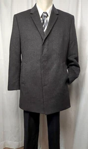 JOS A BANK TopCoat Overcoat 42 Gray Herringbone Wool Blend Coat - Picture 1 of 6