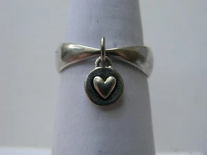 Vintage signierter LA Sterlingsilber 925 breites Band graviert Herz Charm Ring Gr. 6,5 - Bild 1 von 5