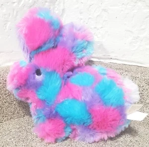 Dan Dee Collectors Choice Bunny Rabbit Peep Plush 8" Bright Blue Pink Easter - Picture 1 of 3