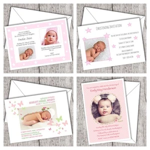 Personalised Christening Invitations ~ Photo ~ Baptism ~ Naming Day ~ Girl (DD2) - Picture 1 of 5