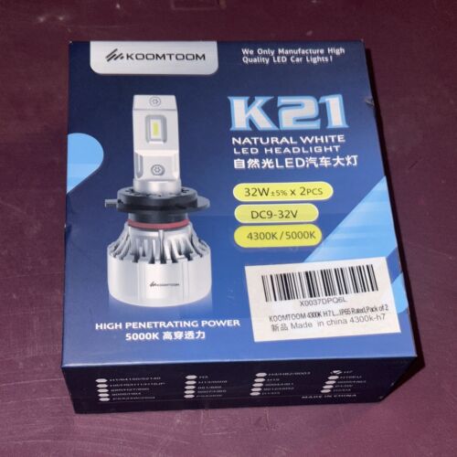 KOOMTOOM H7 LED Headlight Bulbs 5000K, 12000LM 64W 400% Super Brighter LED