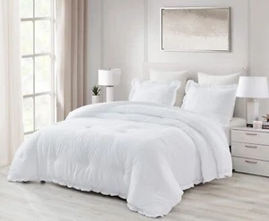 Chezmoi Collection Nora 3-Piece Ruffled Edge Trim Soft Washed Microfiber Comf... - Picture 1 of 7