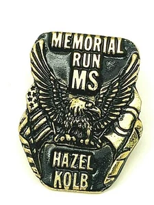 Prendedor chaleco sombrero vintage Memorial Run MS Hazel Kolb Gold Eagle motocicleta rally - Imagen 1 de 6