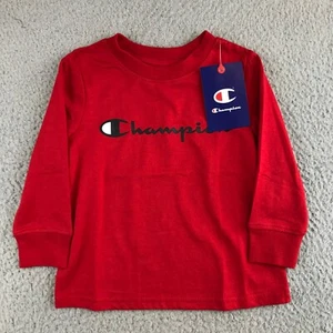 NWT Champion Shirt Kids 2T Red Long Sleeve Crew Neck Tee Logo Graphic Pullover - Picture 1 of 18