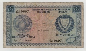 CYPRUS 250 MIL 1979 PICK 41C LOOK SCANS - Picture 1 of 2