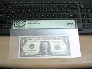 PCGS 66 Gem Unc EPQ $1 1999 FRN Atlanta Fr#1924-F  F88888813S - Picture 1 of 3