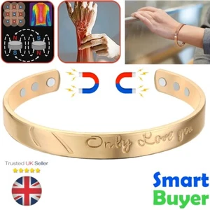 Only Love You Golden Magnetic Bracelet Pain Arthritis Cuff Bangle Wristband - Picture 1 of 6