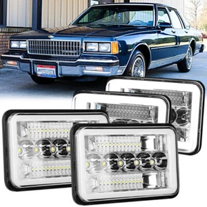 4PCS 4x6'' LED Headlights Hi/Lo Beam w/Halo DRL For 1977-1986 Chevrolet Caprice - Bild 1 von 12