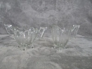 Indiana Glass Quadruped Clear Sugar And Creamer Set Etched Footed - Picture 1 of 15