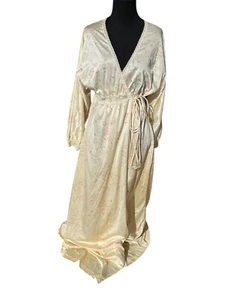Miss Elaine Vintage Wickel Morgenmantel M Blumen Spitzenbesatz Maxi Landhaus Kern Coquette - Bild 1 von 10