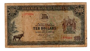 Rhodesie RHODESIA Billet 10 $ Dollars 15/09/ 1975 P33 RHODES BON ETAT - Imagen 1 de 2