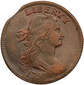 1797 S-140 R-1 Draped Bust Large Cent Coin 1c - Picture 1 of 2