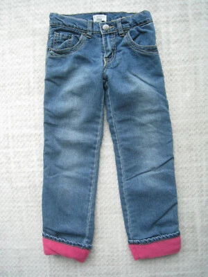 Childrens Place Girls Fleece Lined Denim Jeans Kids Size 6X - 7 Blue Pink Liner - Image 1 of 4