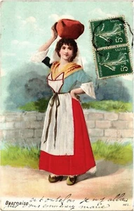 PC FOLKLORE MIT SEIDENSTICKEREI GEPRÄGT BEARNE FRANKREICH (a44852) - Bild 1 von 2