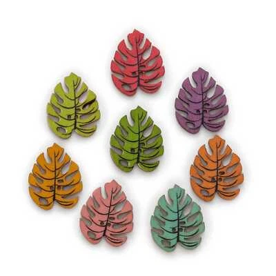 30pcs Mixed Leaves Wood button Sewing Scrapbooking Clothing Crafts Handmade Gift - Image 1 of 2
