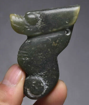 Colgante Amuleto Gancho Dragón Jade Yu Cerdo Antiguo Cultura Hongshan China 6.5CM Foto 1 de 4