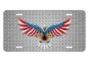 American Eagle Flag Wing Span License Plate Car Tag for Auto Car Bicycle Bike - Picture 1 of 13