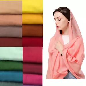 Damen Frauen Uni VISKOSE/VISKOSE großer Maxi Schal Hijab Tuch Sarong Halstuch - Bild 1 von 28