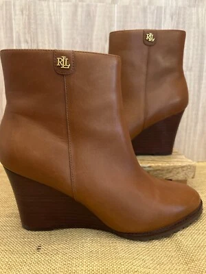 Женские кожаные сапоги Ralph Lauren SHALEY на танкетке желтовато-коричневые размер 8,5 B - Изображение 1 из 4