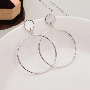 Exaggerated Metallic Round Earrings - Hanging Drop Earring Women Fashion Jewelry - Picture 1 of 14