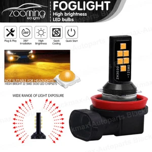 2x H8 H9 H11 Yellow LED Fog Light Driving Bulbs 3030 12SMD Daytime Running Lamp - Foto 1 di 9