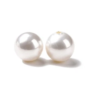 10pc– 10mm Half Drilled Plastic Pearl Imitation Round Beads – White - 1.2mm Hole - Picture 1 of 2