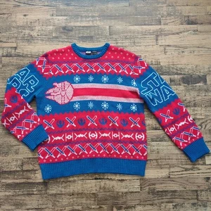 Star Wars Ugly Christmas Sweater Millennium Falcon Light Saber Men's Large - Picture 1 of 8