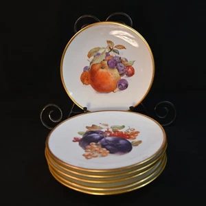 Schumann Bavaria Set 6 Salad Plates 7 3/8" Fruits 1960-1970 6 Designs Set 1 of 2 - Picture 1 of 21