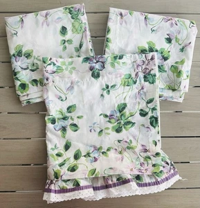 VTG “Waverly Like“Garden Room Purple Floral 2 Curtain Panels & Valance - Picture 1 of 9