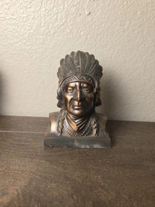 Vintage BANTHRICO Inc. Metal Indian Head Coin Bank Santa Fe Federal Savings - Picture 1 of 8