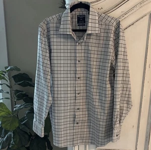 Proper Sport Contemporary Fit Stretch Dress Shirt Gray Plaid Men's Size Large - Picture 1 of 6