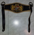 Handarbeit altes Echtleder Schild für Lederhosen Träger bestickt Bayernwappen