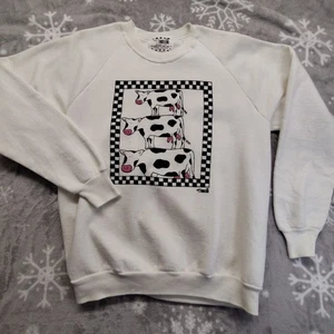 Vtg Stacked Cows Art Graphic Sweatshirt Women's XL Crewneck Wendelline USA  - Picture 1 of 11