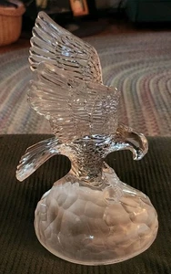 Vtg 8” Tall Frosted Crystal Eagle Statue with Fish Figurine - Picture 1 of 5