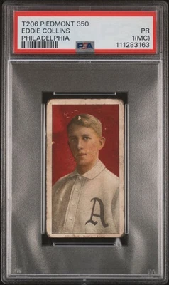 CENTERED - Eddie Collins T206 Piedmont 350 - PSA 1 (MC) - NEW GRADE - HOF - Image 1 of 3