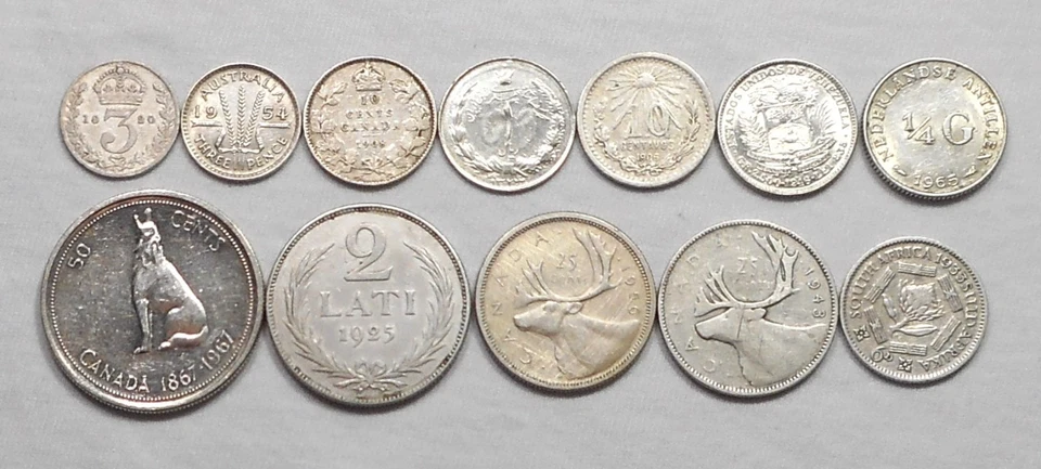 Lot Of 12 World Silver Coins - Image 1 of 4