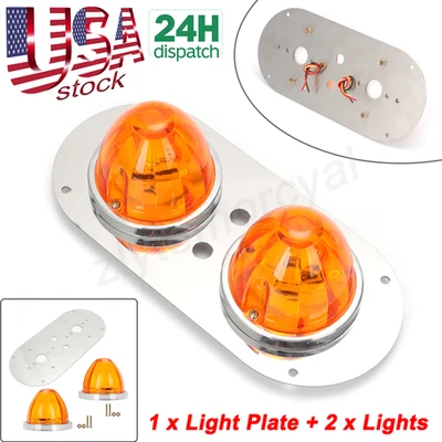 For Peterbilt 359/379/389 Interior Above Door Dome Light & Dual Watermelon Plate - Image 1 of 4