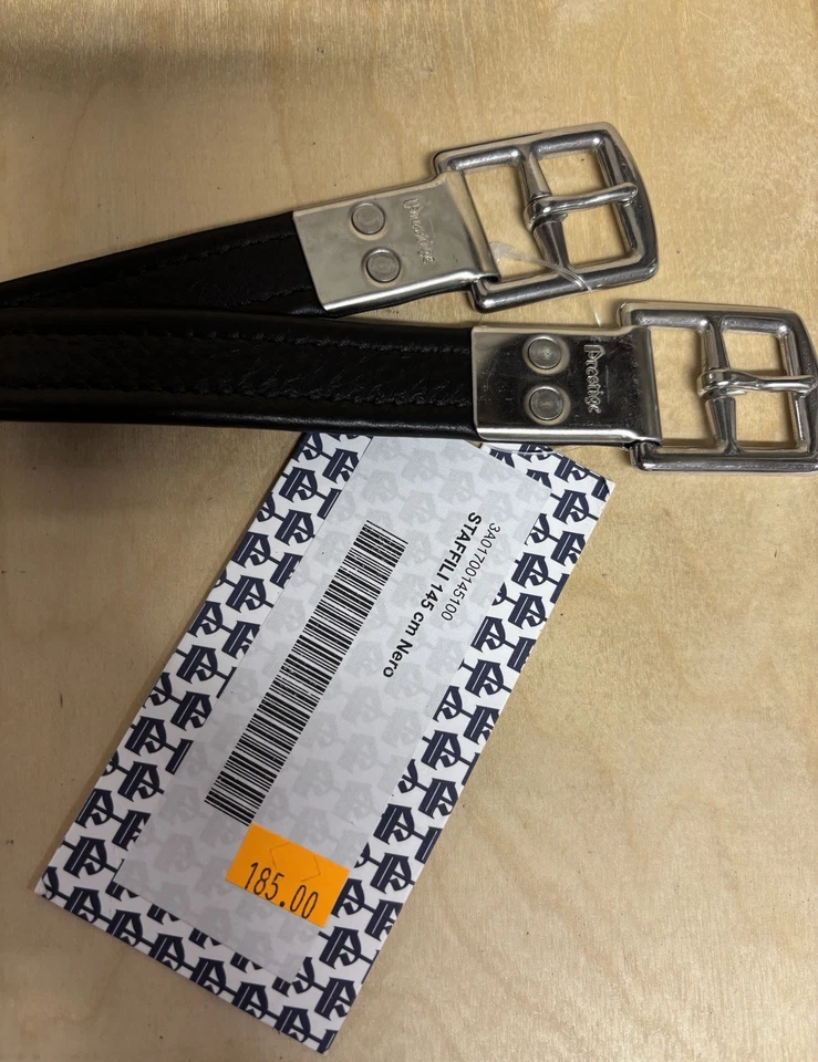 Prestige Non-Stretch Stirrup Leathers w/Flat Buckles *Made in Italy*  47" - BLK - Image 1 of 4