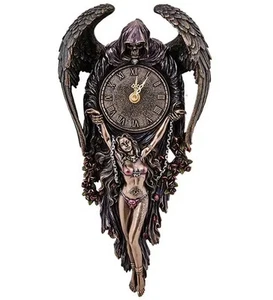 Veronese Wall Clock Fantasy Encounter with Death Bronze-Coated Polystone 37cm - Picture 1 of 6