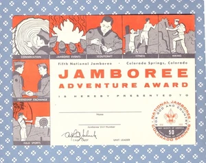 National Jamboree 1960 - Adventure Award Certificate  -Mint- - Picture 1 of 1
