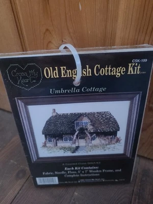 Antigua casa de campo inglesa punto de cruz Cross My Heart CSK-199 paraguas cabaña  Foto 1 de 3
