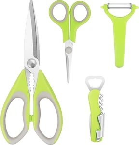 Küchen Scheren Set Edelstahl Y-Schäler Flaschenöffner 4-teiliges Zubehör - Bild 1 von 7